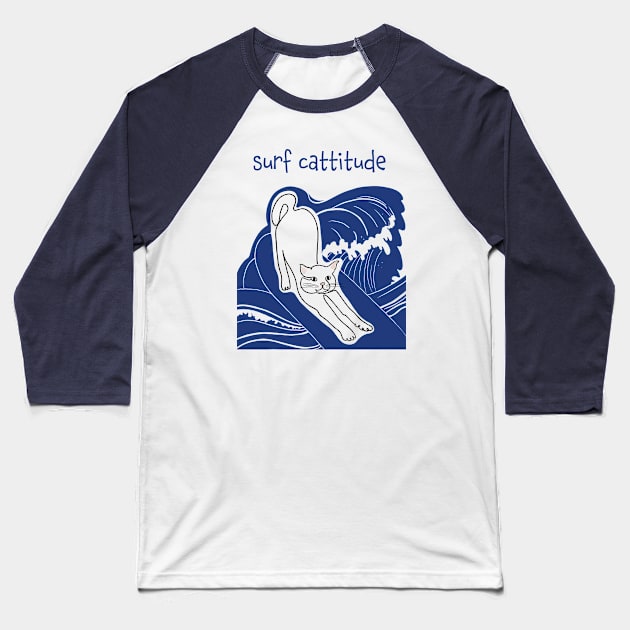 SURF CATTITUDE CAT Baseball T-Shirt by tizicav